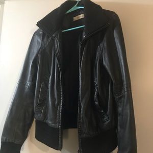 Zara Black Genuine Leather Jacket Large